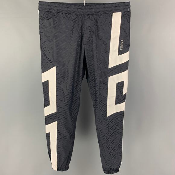 VERSACE Size 38 Navy White Color Block Casual Pants - Picture 1 of 5